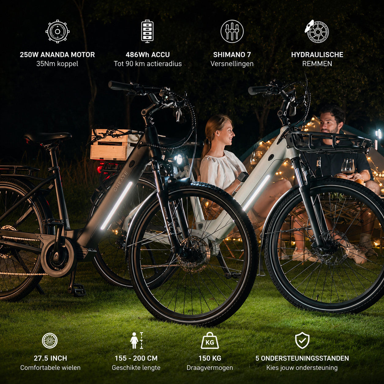 A-Spadz City Air Elektrische Stadsfiets Gravel Grijs – 486Wh Accu – 250W Ananda Motor – Shimano 7 Versnellingen